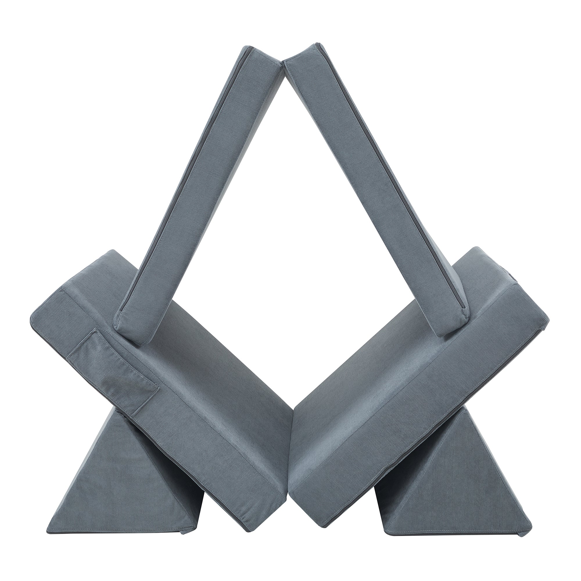 Divano Componibile per Bambini Norhulta Set Modulare Imbottito 120x66x46 cm Velluto a Coste Grigio [en.casa]