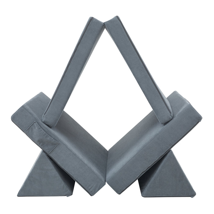 Divano Componibile per Bambini Norhulta Set Modulare Imbottito 120x66x46 cm Velluto a Coste Grigio [en.casa]