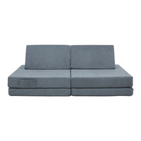 Divano Componibile per Bambini Norhulta Set Modulare Imbottito 120x66x46 cm Velluto a Coste Grigio [en.casa]