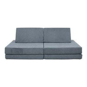 Divano Componibile per Bambini Norhulta Set Modulare Imbottito 120x66x46 cm Velluto a Coste Grigio [en.casa]