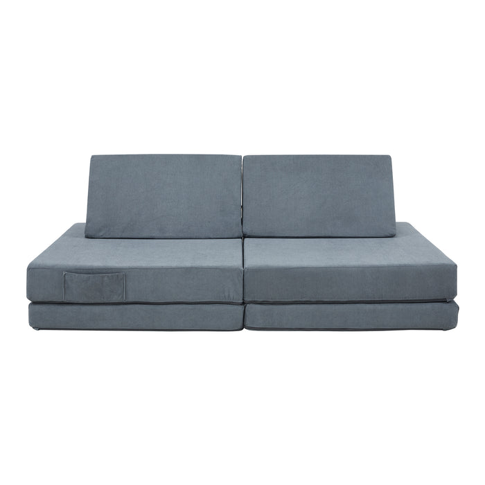 Divano Componibile per Bambini Norhulta Set Modulare Imbottito 120x66x46 cm Velluto a Coste Grigio [en.casa]