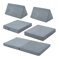 Divano Componibile per Bambini Norhulta Set Modulare Imbottito 120x66x46 cm Velluto a Coste Grigio [en.casa]