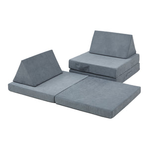 Divano Componibile per Bambini Norhulta Set Modulare Imbottito 120x66x46 cm Velluto a Coste Grigio [en.casa]