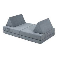Divano Componibile per Bambini Norhulta Set Modulare Imbottito 120x66x46 cm Velluto a Coste Grigio [en.casa]
