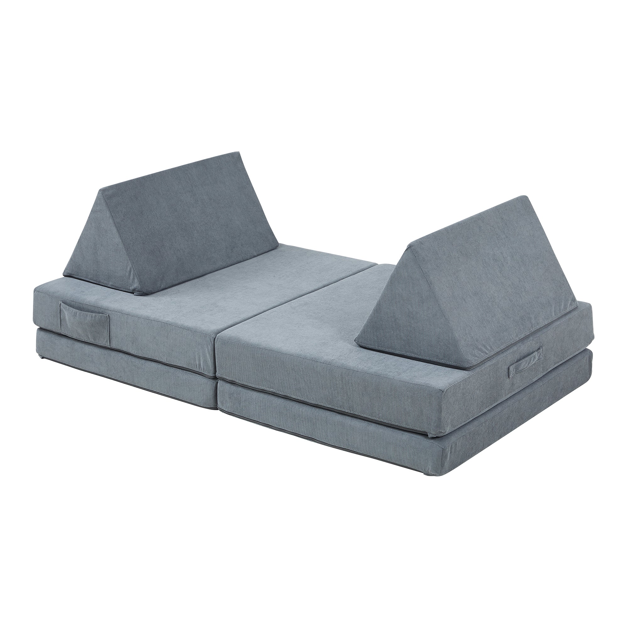 Divano Componibile per Bambini Norhulta Set Modulare Imbottito 120x66x46 cm Velluto a Coste Grigio [en.casa]