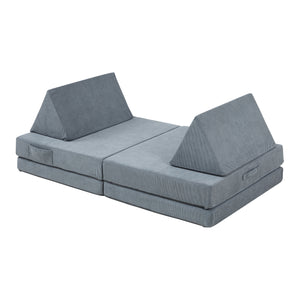 Divano Componibile per Bambini Norhulta Set Modulare Imbottito 120x66x46 cm Velluto a Coste Grigio [en.casa]