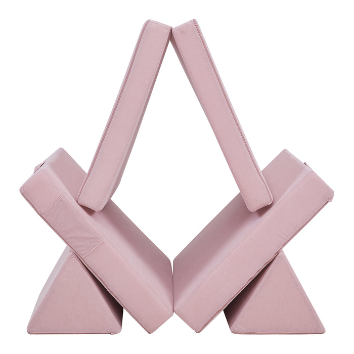 Divano Componibile per Bambini Norhulta Set Modulare Imbottito 120x66x46 cm Velluto a Coste Rosa [en.casa]