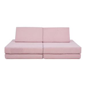Divano Componibile per Bambini Norhulta Set Modulare Imbottito 120x66x46 cm Velluto a Coste Rosa [en.casa]