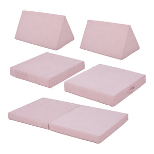 Divano Componibile per Bambini Norhulta Set Modulare Imbottito 120x66x46 cm Velluto a Coste Rosa [en.casa]