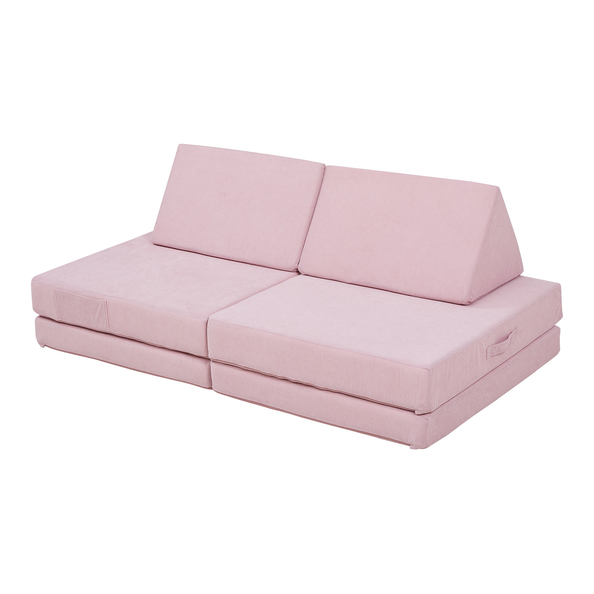 Divano Componibile per Bambini Norhulta Set Modulare Imbottito 120x66x46 cm Velluto a Coste Rosa [en.casa]