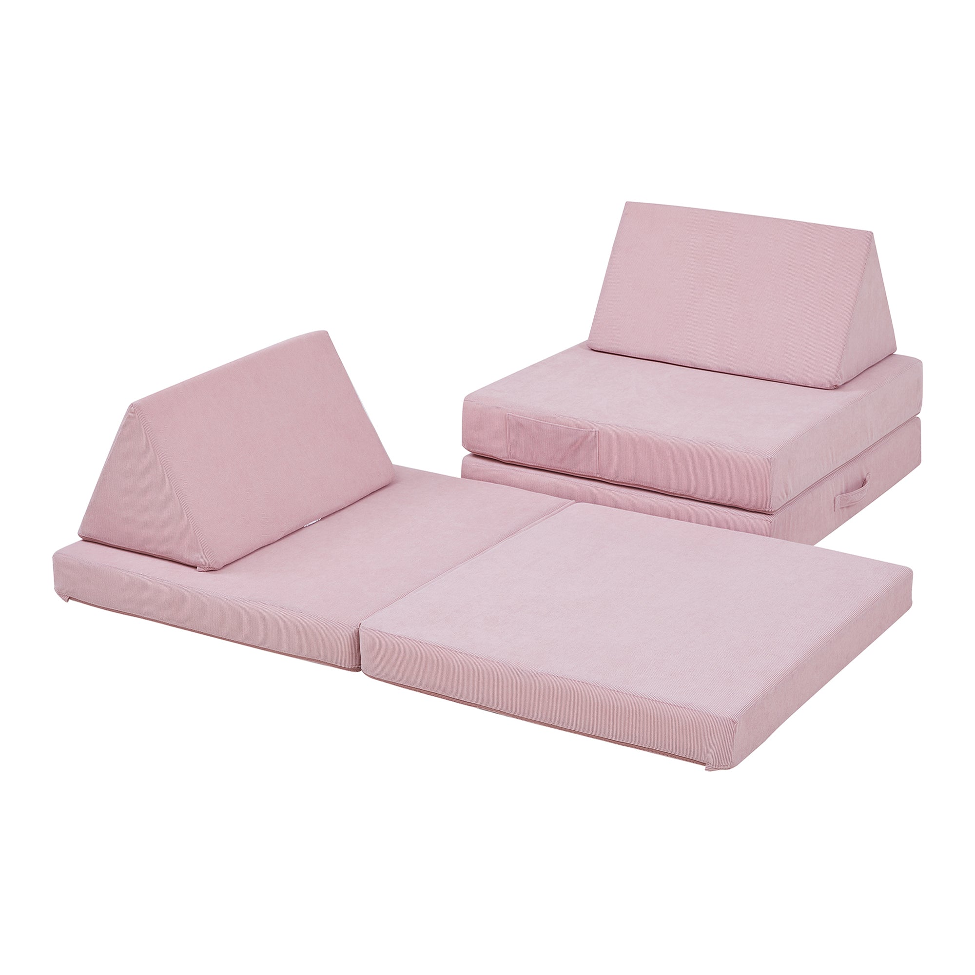 Divano Componibile per Bambini Norhulta Set Modulare Imbottito 120x66x46 cm Velluto a Coste Rosa [en.casa]