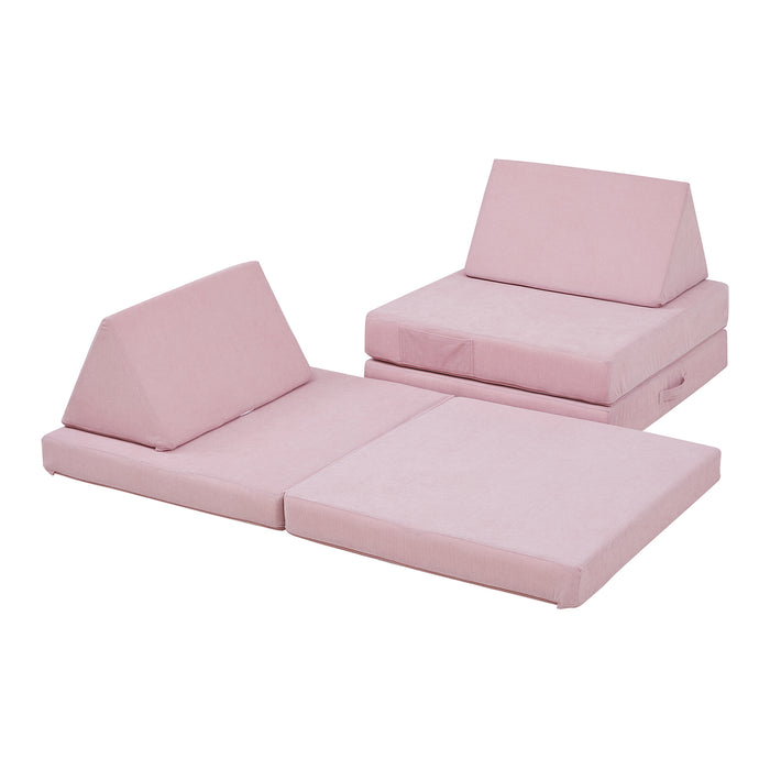 Divano Componibile per Bambini Norhulta Set Modulare Imbottito 120x66x46 cm Velluto a Coste Rosa [en.casa]