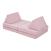 Divano Componibile per Bambini Norhulta Set Modulare Imbottito 120x66x46 cm Velluto a Coste Rosa [en.casa]