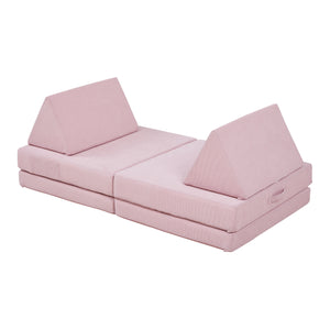 Divano Componibile per Bambini Norhulta Set Modulare Imbottito 120x66x46 cm Velluto a Coste Rosa [en.casa]