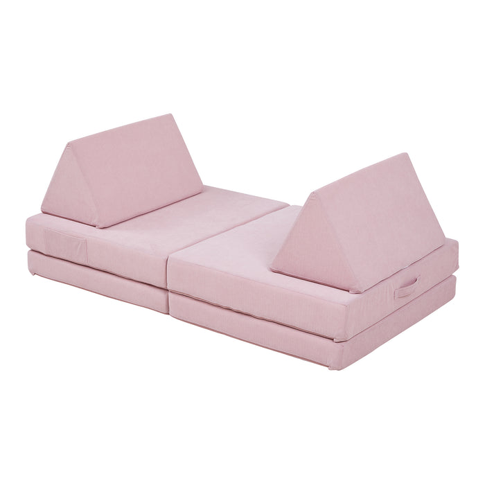 Divano Componibile per Bambini Norhulta Set Modulare Imbottito 120x66x46 cm Velluto a Coste Rosa [en.casa]