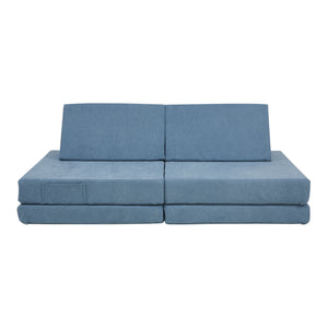 Divano Componibile per Bambini Norhulta Set Modulare Imbottito 120x66x46 cm Velluto a Coste Blu [en.casa]