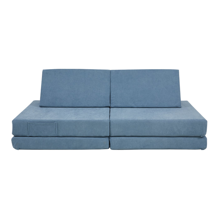 Divano Componibile per Bambini Norhulta Set Modulare Imbottito 120x66x46 cm Velluto a Coste Blu [en.casa]