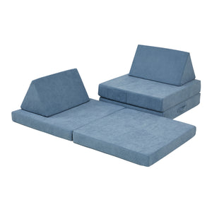 Divano Componibile per Bambini Norhulta Set Modulare Imbottito 120x66x46 cm Velluto a Coste Blu [en.casa]