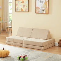 Divano Componibile per Bambini Norhulta Set Modulare Imbottito 120x66x46 cm Velluto a Coste Beige [en.casa]