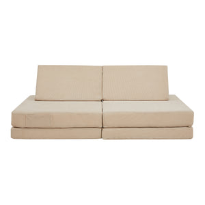 Divano Componibile per Bambini Norhulta Set Modulare Imbottito 120x66x46 cm Velluto a Coste Beige [en.casa]