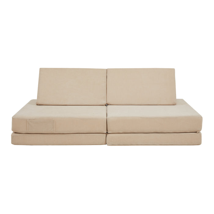 Divano Componibile per Bambini Norhulta Set Modulare Imbottito 120x66x46 cm Velluto a Coste Beige [en.casa]
