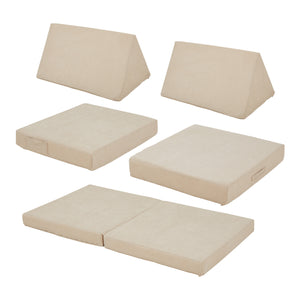 Divano Componibile per Bambini Norhulta Set Modulare Imbottito 120x66x46 cm Velluto a Coste Beige [en.casa]