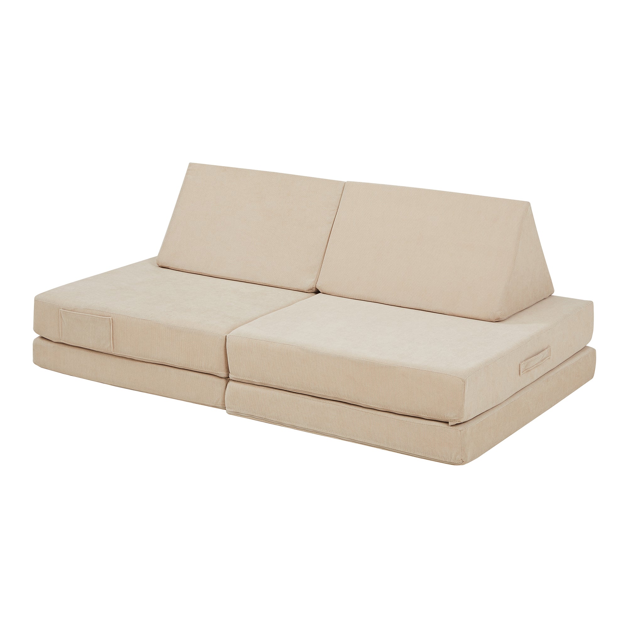 Divano Componibile per Bambini Norhulta Set Modulare Imbottito 120x66x46 cm Velluto a Coste Beige [en.casa]