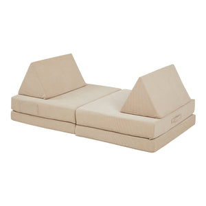 Divano Componibile per Bambini Norhulta Set Modulare Imbottito 120x66x46 cm Velluto a Coste Beige [en.casa]