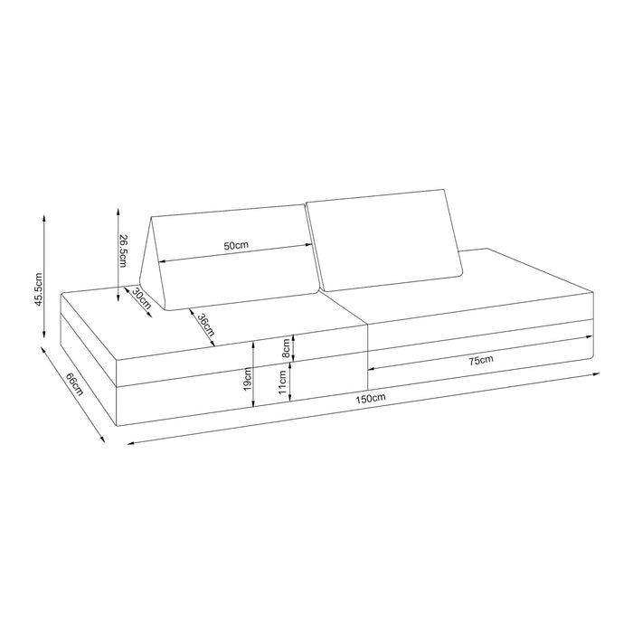 Divano Componibile per Bambini Norhulta Set Modulare Imbottito 150x66x46 cm Velluto a Coste Grigio [en.casa]