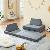 Divano Componibile per Bambini Norhulta Set Modulare Imbottito 150x66x46 cm Velluto a Coste Grigio [en.casa]