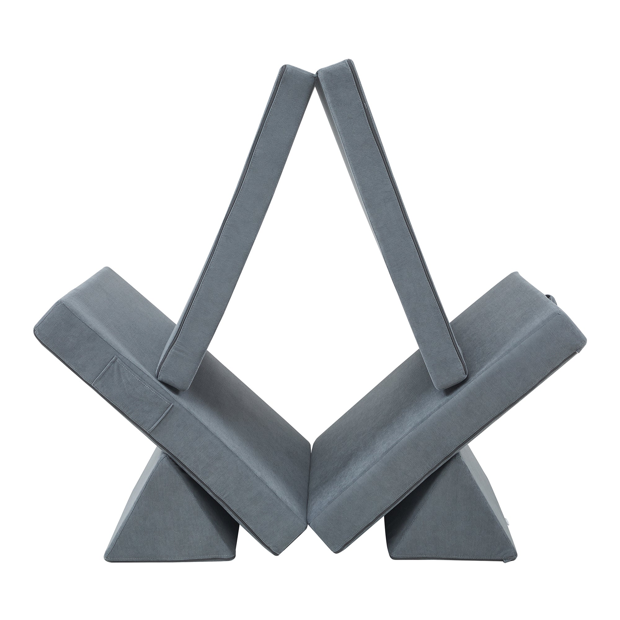 Divano Componibile per Bambini Norhulta Set Modulare Imbottito 150x66x46 cm Velluto a Coste Grigio [en.casa]