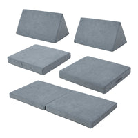 Divano Componibile per Bambini Norhulta Set Modulare Imbottito 150x66x46 cm Velluto a Coste Grigio [en.casa]