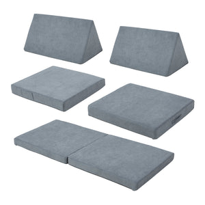 Divano Componibile per Bambini Norhulta Set Modulare Imbottito 150x66x46 cm Velluto a Coste Grigio [en.casa]