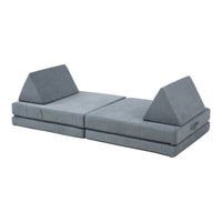 Divano Componibile per Bambini Norhulta Set Modulare Imbottito 150x66x46 cm Velluto a Coste Grigio [en.casa]