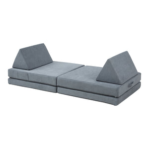 Divano Componibile per Bambini Norhulta Set Modulare Imbottito 150x66x46 cm Velluto a Coste Grigio [en.casa]