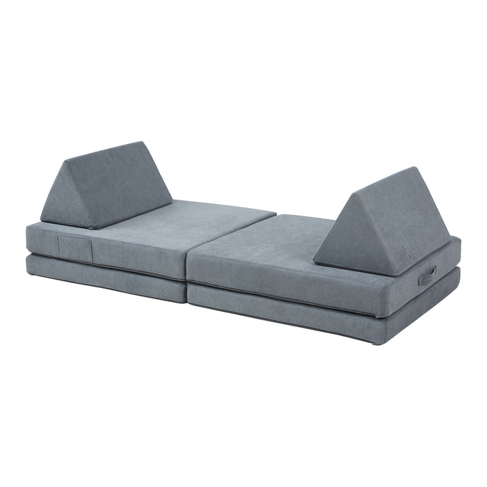 Divano Componibile per Bambini Norhulta Set Modulare Imbottito 150x66x46 cm Velluto a Coste Grigio [en.casa]