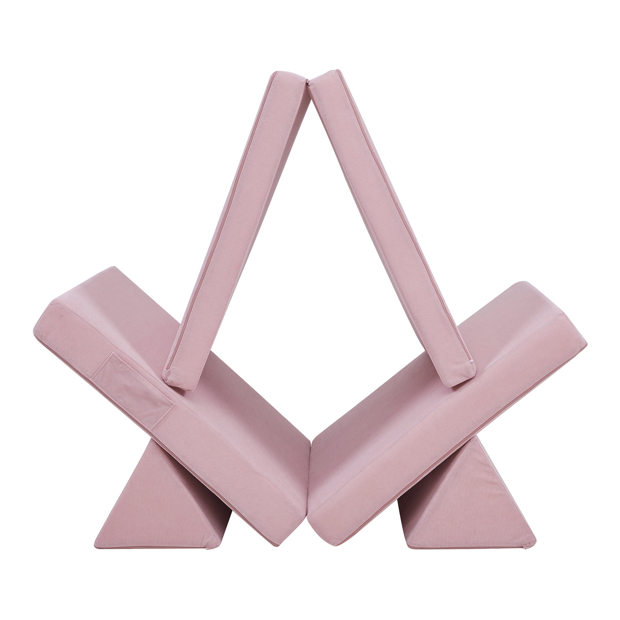 Divano Componibile per Bambini Norhulta Set Modulare Imbottito 150x66x46 cm Velluto a Coste Rosa [en.casa]
