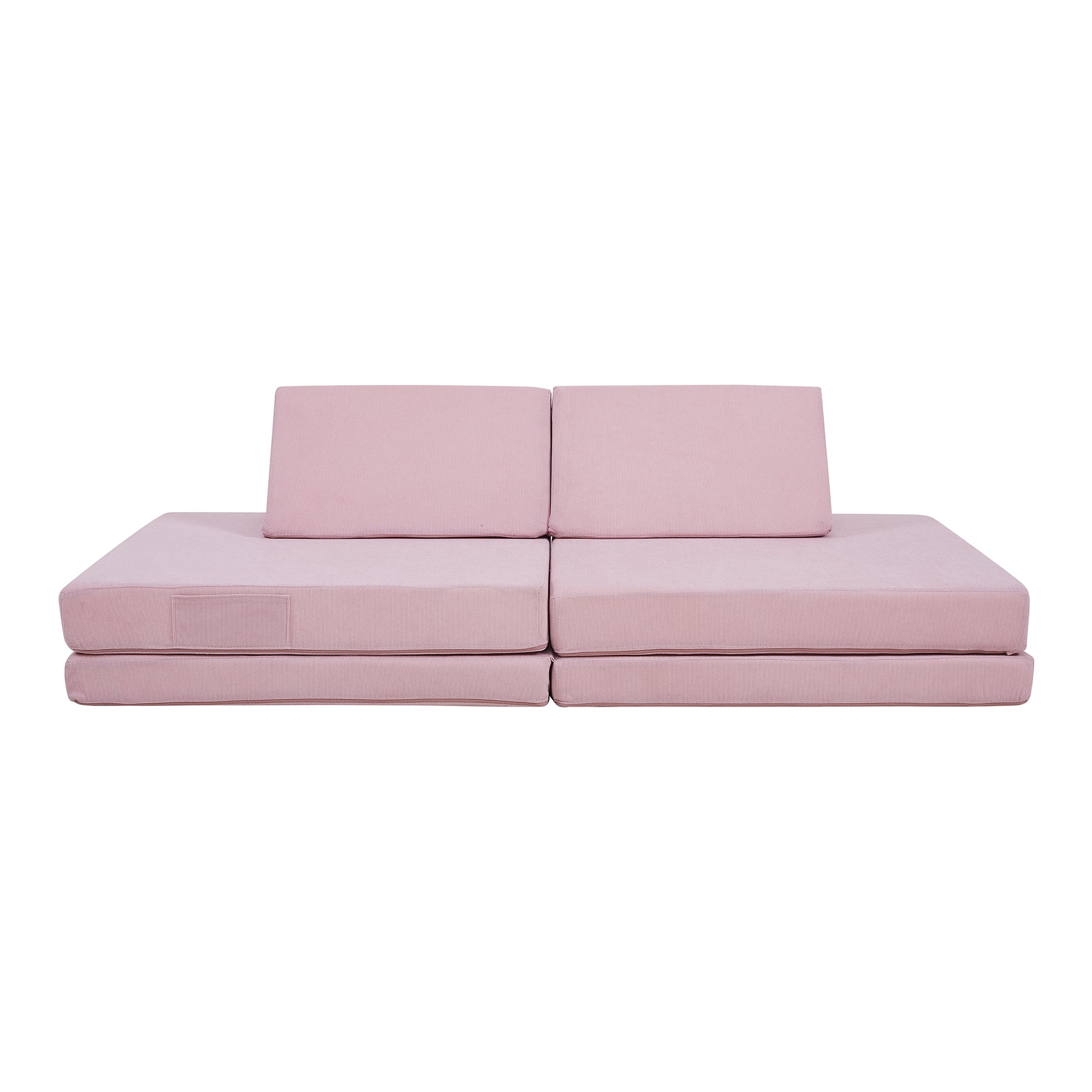 Divano Componibile per Bambini Norhulta Set Modulare Imbottito 150x66x46 cm Velluto a Coste Rosa [en.casa]