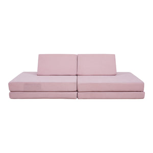 Divano Componibile per Bambini Norhulta Set Modulare Imbottito 150x66x46 cm Velluto a Coste Rosa [en.casa]