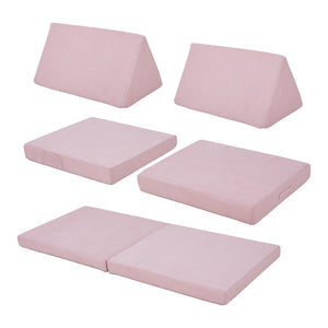 Divano Componibile per Bambini Norhulta Set Modulare Imbottito 150x66x46 cm Velluto a Coste Rosa [en.casa]