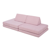 Divano Componibile per Bambini Norhulta Set Modulare Imbottito 150x66x46 cm Velluto a Coste Rosa [en.casa]