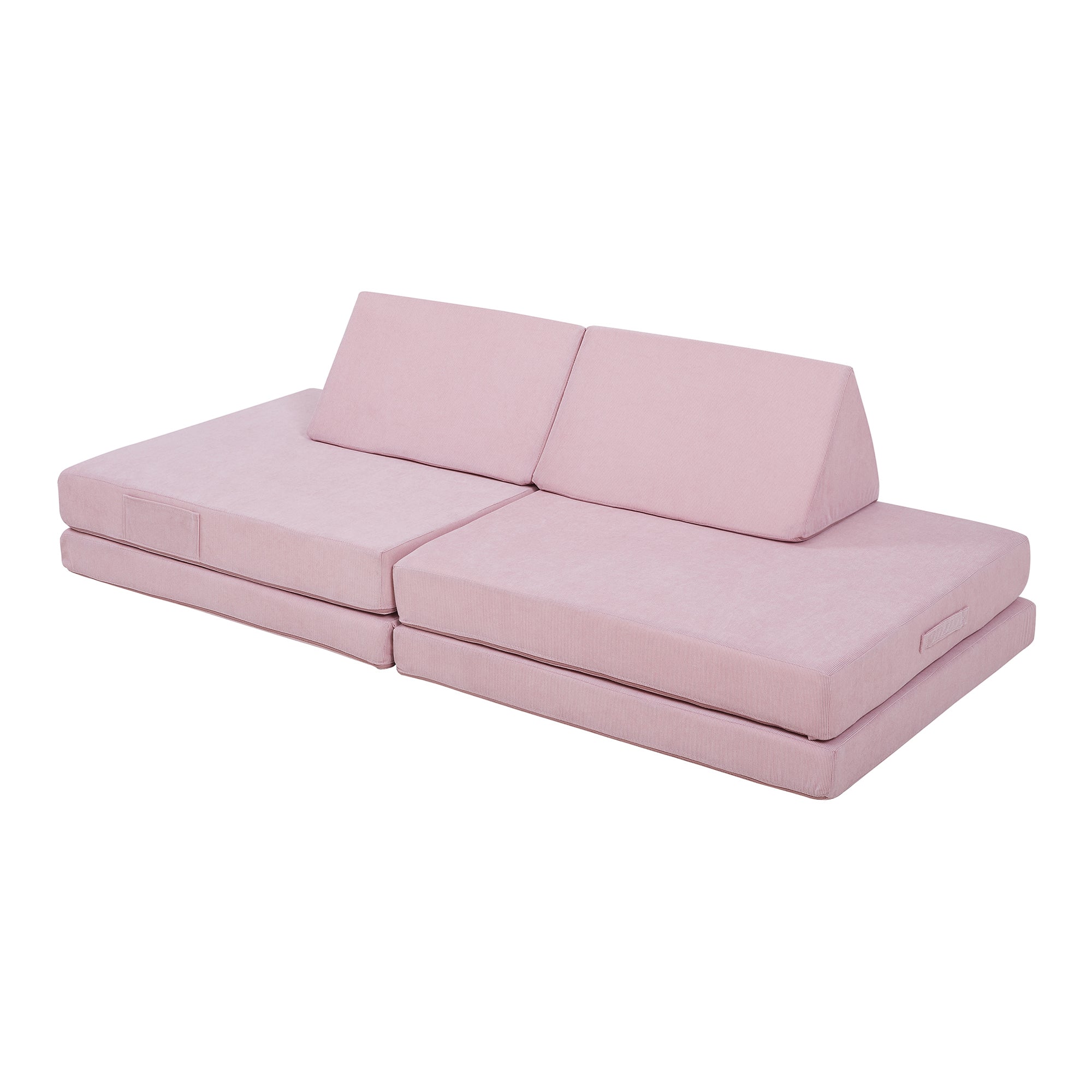 Divano Componibile per Bambini Norhulta Set Modulare Imbottito 150x66x46 cm Velluto a Coste Rosa [en.casa]
