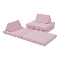 Divano Componibile per Bambini Norhulta Set Modulare Imbottito 150x66x46 cm Velluto a Coste Rosa [en.casa]