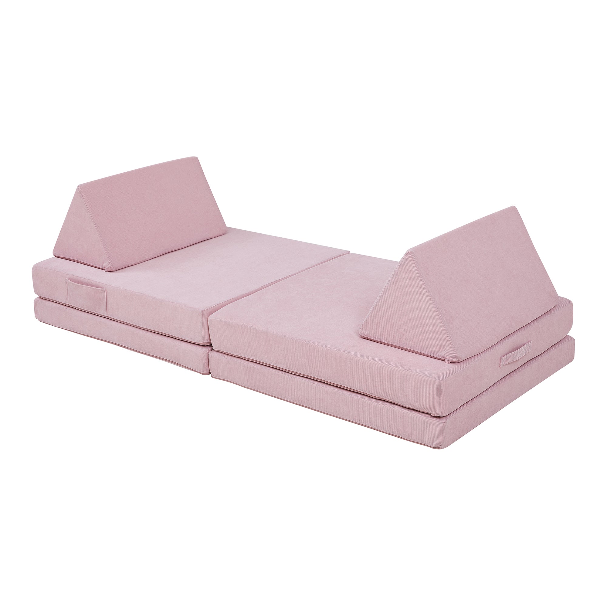 Divano Componibile per Bambini Norhulta Set Modulare Imbottito 150x66x46 cm Velluto a Coste Rosa [en.casa]