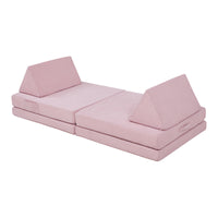 Divano Componibile per Bambini Norhulta Set Modulare Imbottito 150x66x46 cm Velluto a Coste Rosa [en.casa]