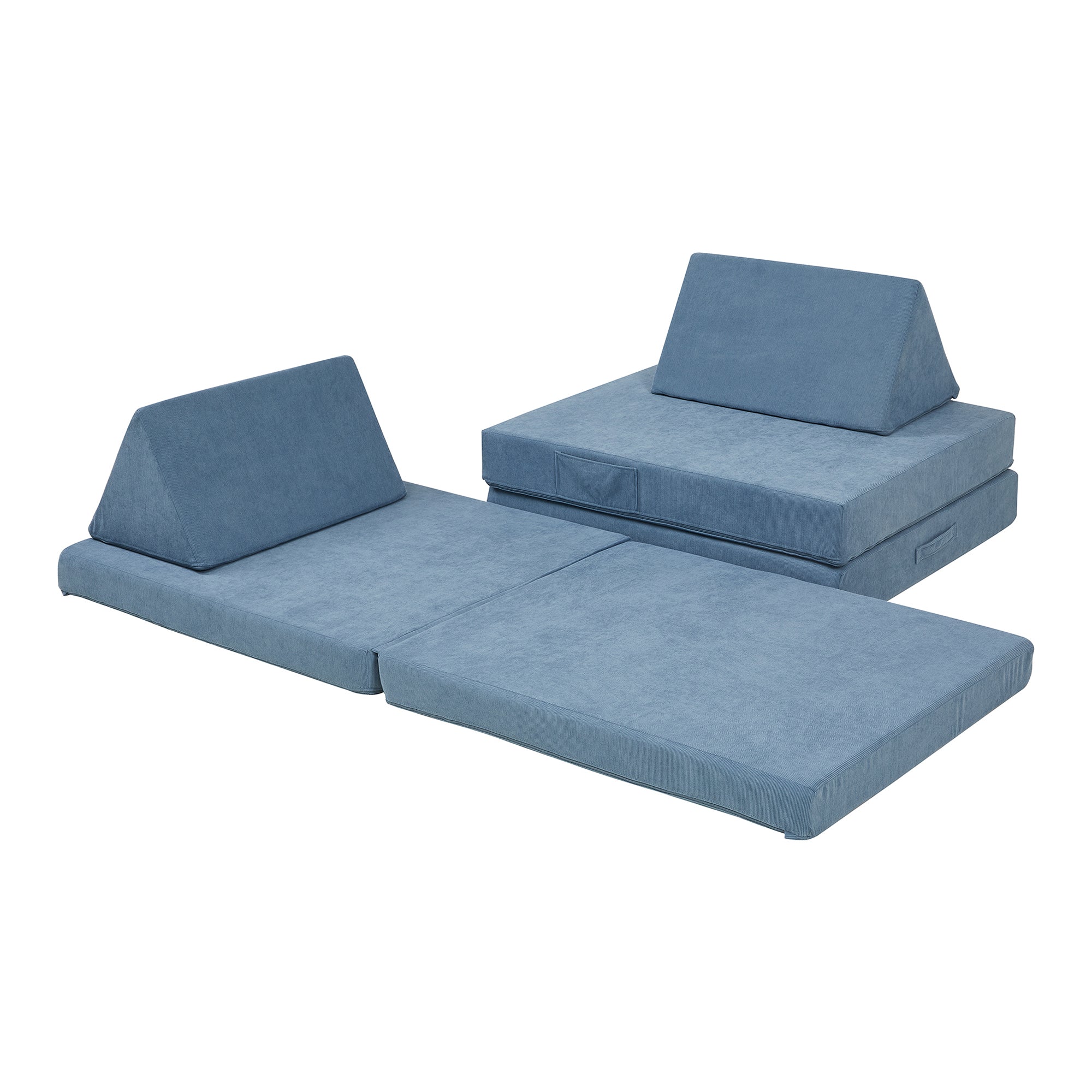 Divano Componibile per Bambini Norhulta Set Modulare Imbottito 150x66x46 cm Velluto a Coste Blu [en.casa]