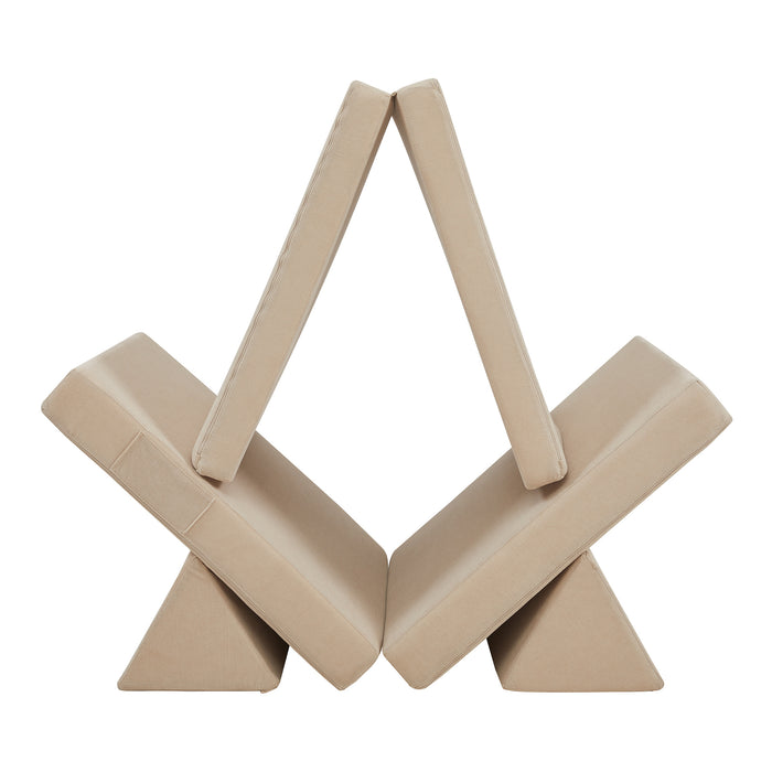 Divano Componibile per Bambini Norhulta Set Modulare Imbottito 150x66x46 cm Velluto a Coste Beige [en.casa]