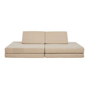 Divano Componibile per Bambini Norhulta Set Modulare Imbottito 150x66x46 cm Velluto a Coste Beige [en.casa]
