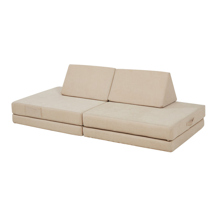 Divano Componibile per Bambini Norhulta Set Modulare Imbottito 150x66x46 cm Velluto a Coste Beige [en.casa]