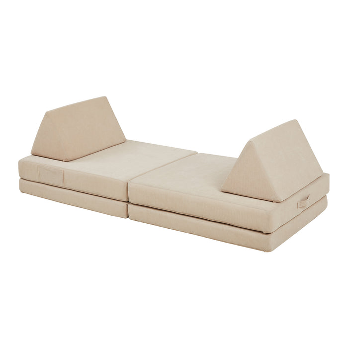 Divano Componibile per Bambini Norhulta Set Modulare Imbottito 150x66x46 cm Velluto a Coste Beige [en.casa]